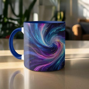 Kubek Galaxy Swirl, Kosmiczny kubek do kawy, Niebiański kubek artystyczny, Wyjątkowy prezent dla miłośnika kosmosu, Artystyczny kubek, Kolorowy wzór galaktyki, Kubek fantasy, Gwiazdy