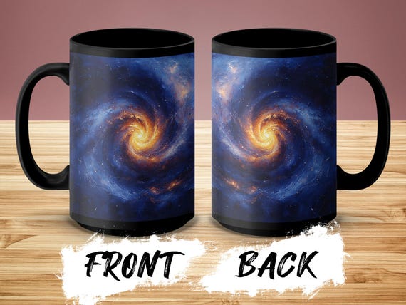 Galaxy Mug: Unique Celestial Design, Dark Blue, Painted Style - Etsy