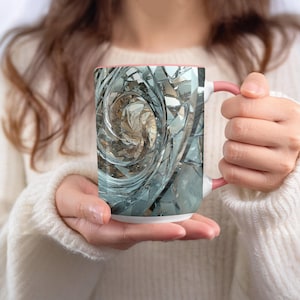 Geometric Abstract Art Mug Unique Design Coffee Mug Artistic 11oz and 15oz Cups with Modern Pattern Light Blue Dark Blue Red Pink Black