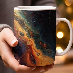 Kubek z motywem galaktyki kosmicznej, kubek do kawy z motywem kosmosu, kolorowy wzór mgławicy, kubek z motywem astronomicznym, wyjątkowy prezent dla miłośników kosmosu