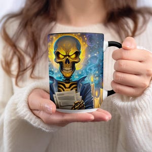Halloween Skull Mug, Spooky Skeleton Coffee Mug, Gothic Home Decor, Halloween Gift Idea, Unique Halloween Mug, Halloween Themed Mugs