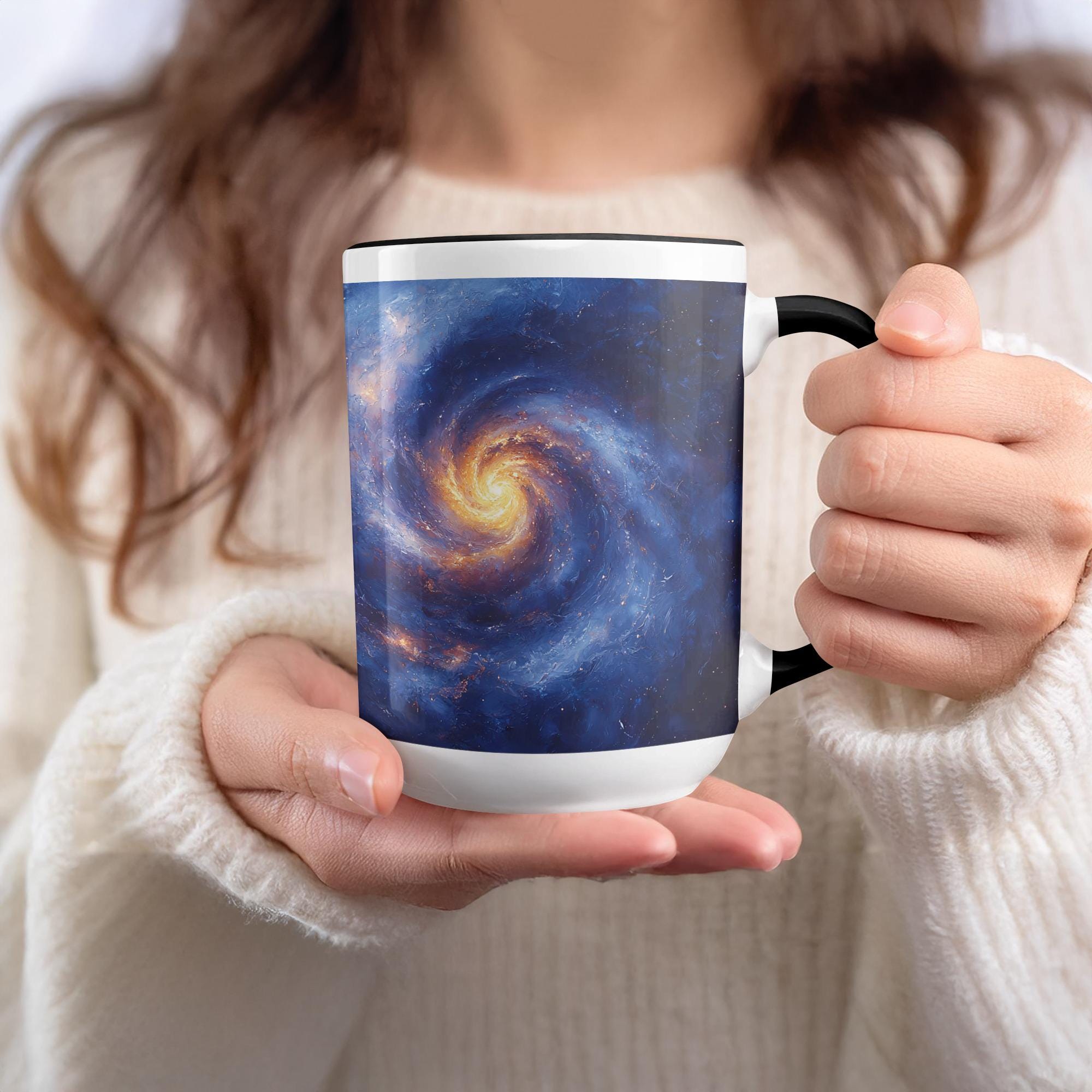 Galaxy Mug: Unique Celestial Design, Dark Blue, Painted Style - Etsy