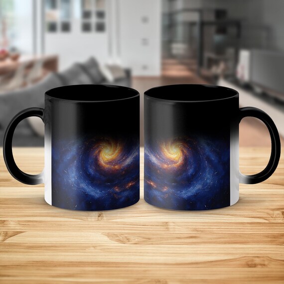 Galaxy Mug: Unique Celestial Design, Dark Blue, Painted Style - Etsy
