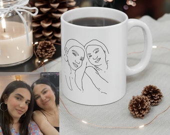 Taza con foto de boceto personalizada del Día de la Madre