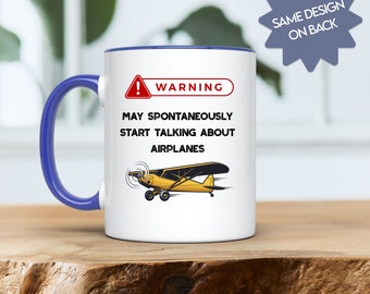 Funny Warning Airplane Mug, Pilot Gift, Flying Enthusiast, Airplane, Pilot, Gift for Him, Gift for Her,