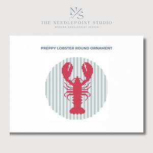 Preppy Lobster Round Ornament | Digital Needlepoint Pattern PDF