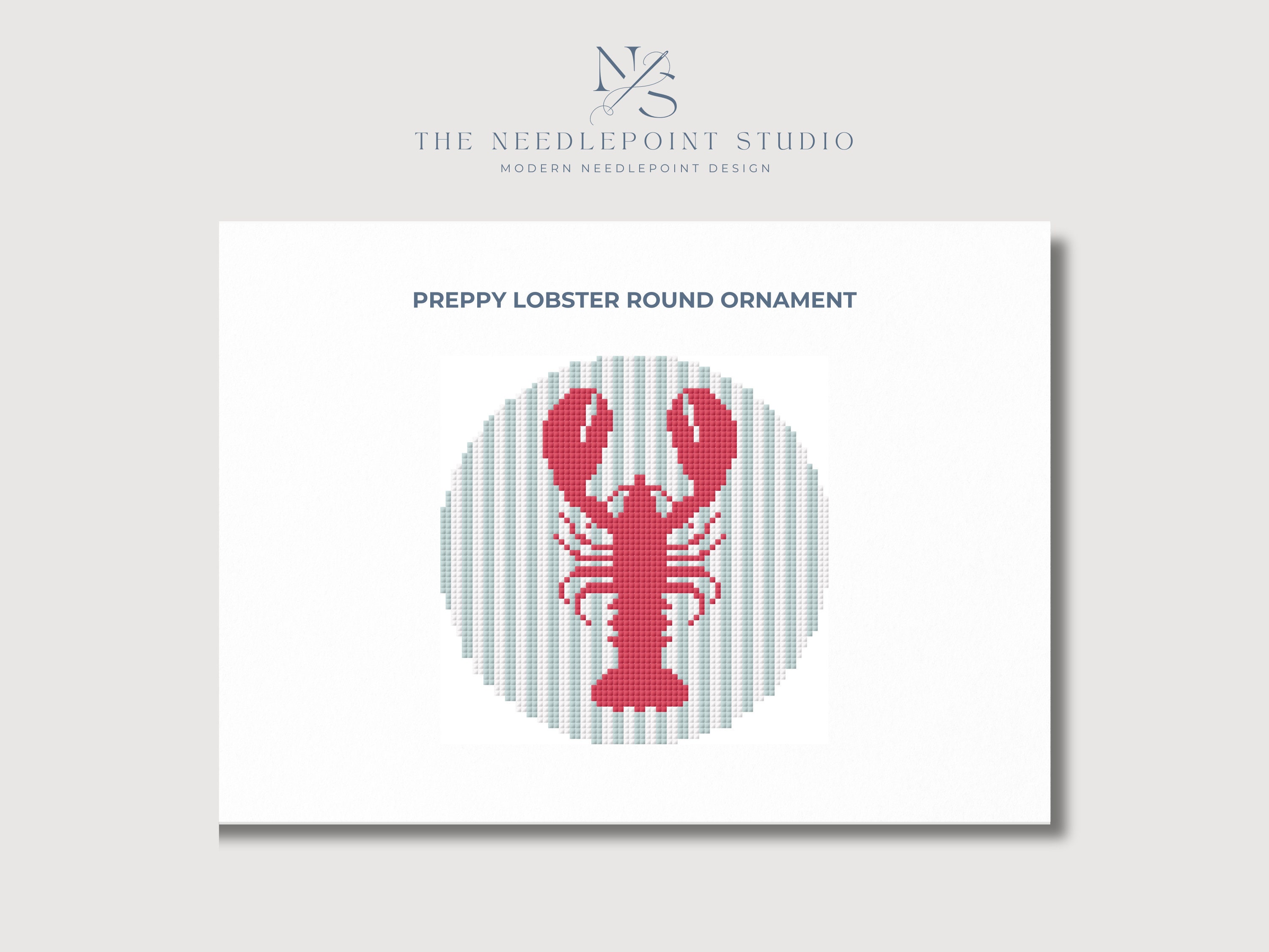 Preppy Lobster Round Ornament | Digital Needlepoint Pattern PDF