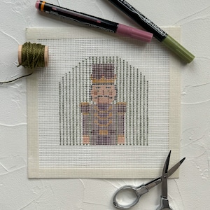 Nutcracker Ornament | Stitch-Painted Needlepoint Canvas