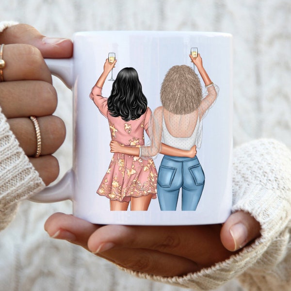 Cup - Personalizable ceramic best friends mug, Unique gift, friends, handmade, cup, mug, personalized, best friends