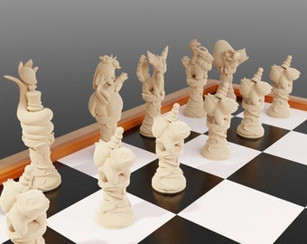 Pokémon Chess Pieces: Strategic Game and Playful Universe, 16 pieces or 32 pieces, several colors available