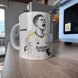 Tasse Jude Bellingham Real Madrid en céramique, Cadeau unique, fait main, tasse, mug, personnalisée, Fanart, Football, Real Madrid