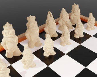 Modern Chess Pieces: Play with Style and Innovation while being eco-responsible, 16 pieces or 32 pieces, several colors