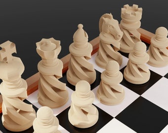 Modern Chess Pieces: Play with Style and Innovation while being eco-responsible, 32 pieces, several colors