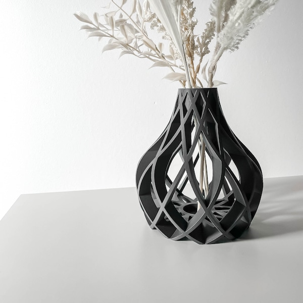 Vase Noir Porphyrion Parfait Pour Fleurs séchées - Cadeau original - Boho Home Decor