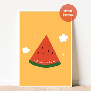 Summer Watermelon Painting, Printable Watermelon Art, Fruit Wall Art, Watermelon Graphics, Summer Fruit, Fresh Wall Print
