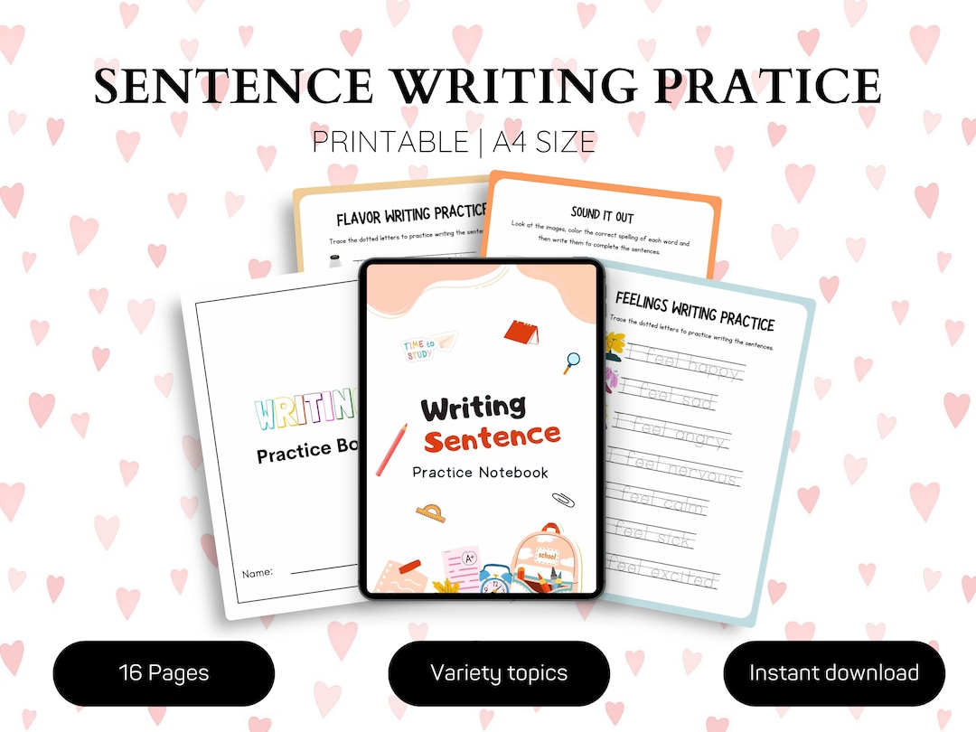 Sentence Writing Practice Worksheets, Printable Writing Sentences ...