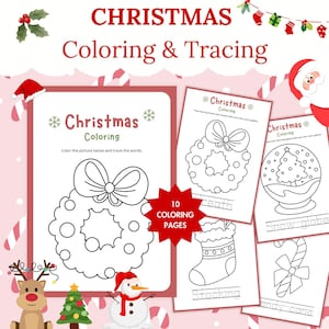 Weihnachts Malbuch | Ferienaktivität für Kinder | Druckbare festliche Malseiten | DIY Weihnachtshandwerk | Malbuch für jedes Alter