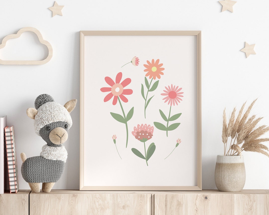 Floral Nursery Printable, Baby Girl Room Decor, Colorful Poster, Baby ...