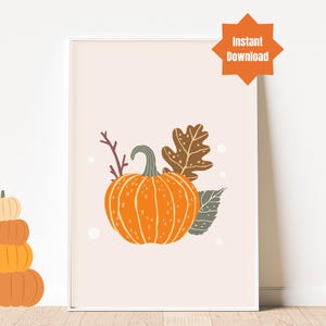 Impresión de calabaza Decoración de otoño Pintura de arte de pared de calabaza Pósteres de otoño Impresión rústica de otoño Casa de campo de otoño