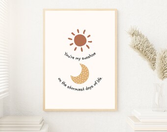 Sun Moon Quote Printable, Nature Home Decor, Celestial Sun Printable, Minimalist Gallery Print, Moon Sun Print, Crescent Moon Print