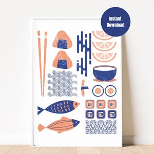Ramen Poster, Japanisches Essen, Moderne Küche, Onigiri Wandbild, Asiatisches Essen, Koch Print, Bar Kunst, Ausstellung Retro Poster