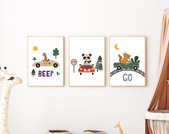 3er Set Baby Tiere, Waldtiere Set, Wald Kinderzimmer Drucke, Wald Kinderzimmer Dekor, geschlechtsneutrales 3er Set