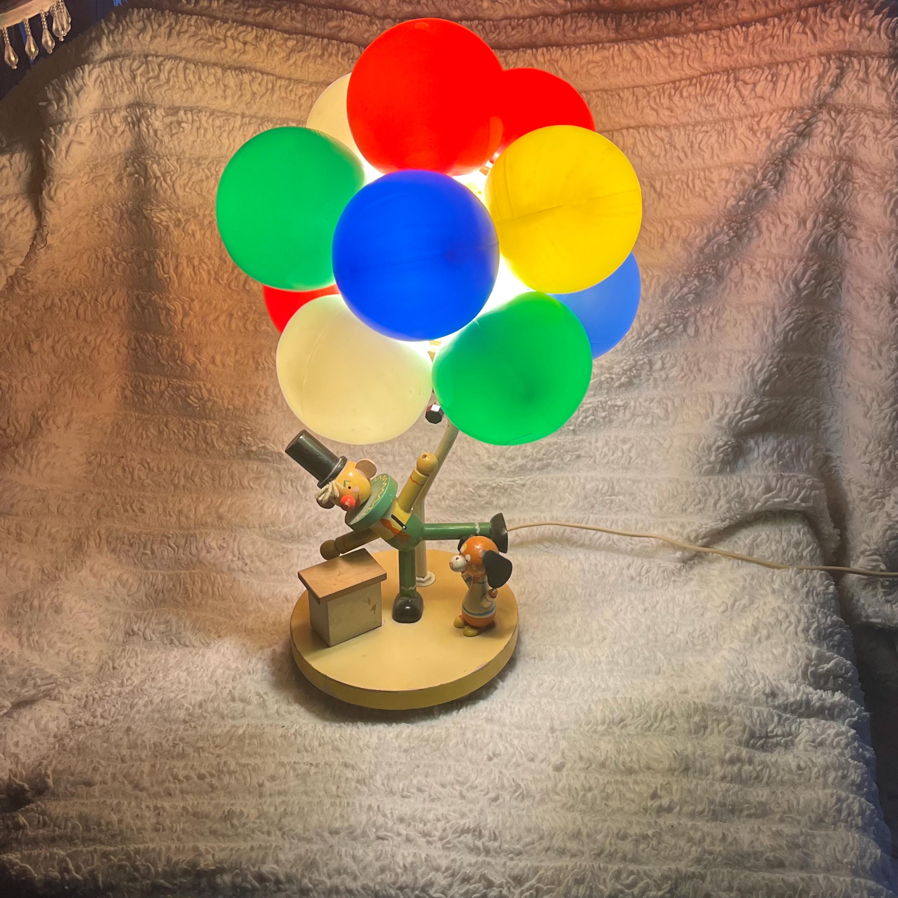 Vtg Children's Balloon Lamp With Clown and Dog, MCM - Etsy