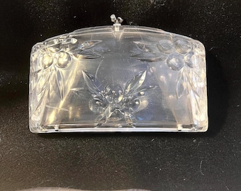 Vtg Lucite Clutch, Rhinestone Accents