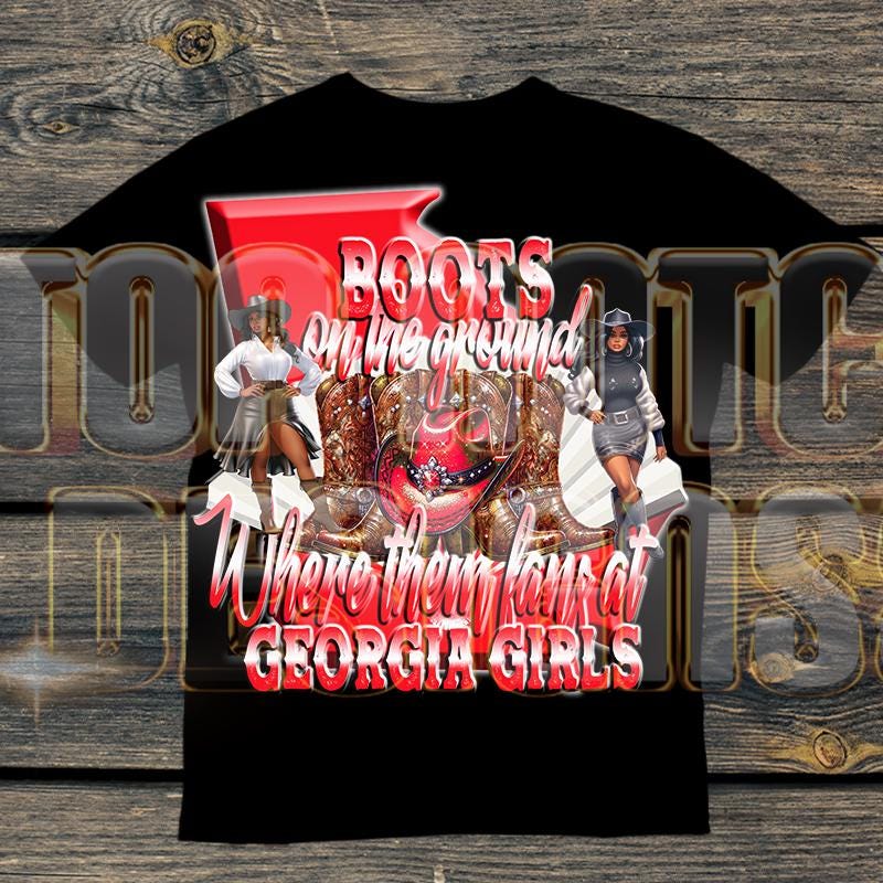 Georgia Boots on the ground viral line dance song where them fans at  Georgia Peach line dance clack fan boots and fan tshirt 803 fresh