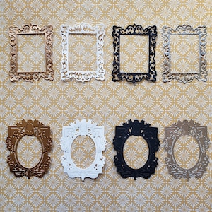 Set of eight cardstock frames, 4 different colors for scrapbooking, junk journaling, card making