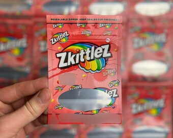 10x Zkittles Confezione in plastica californiana Sacchetti Myler vuoti Conservazione degli alimenti A prova di odore Rosso