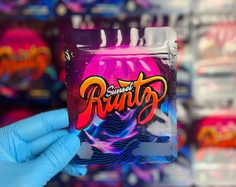 10x Runtz Californian Plastic Packaging Empty Myler Bags Food storage Smell Proof Pink Purple
