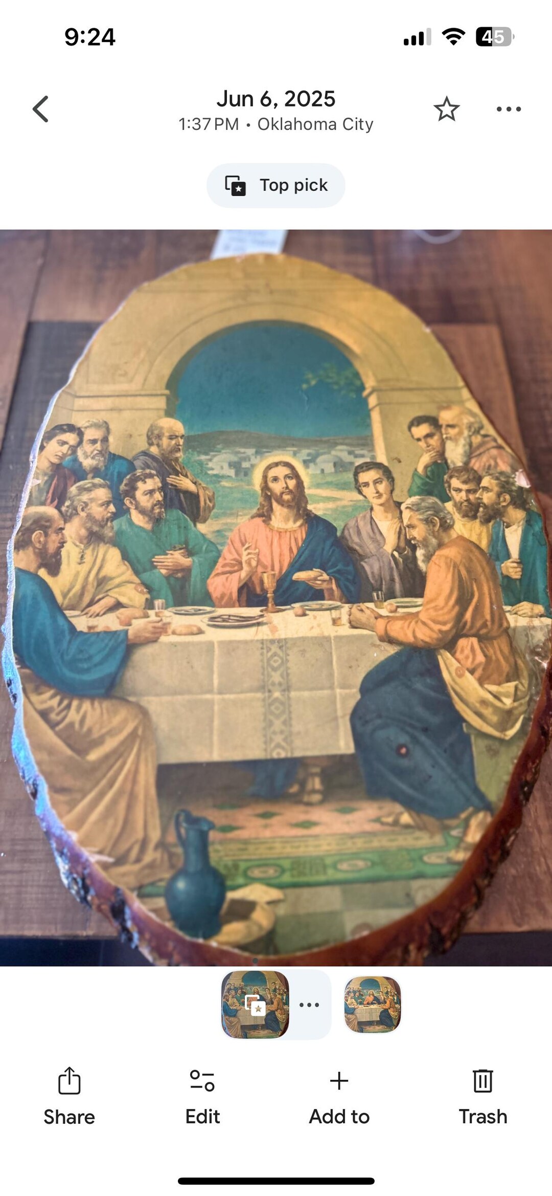 Vintage Last Supper Wall Plaque on Wood Slice – Religious Christian Art ...