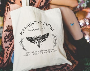Moth Tote Bag Memento Mori Momento Mori Magical Moth Deathhead Moth Witchy Tote Bag Butterfly Tote Bag Bug Bag Fairycore Tote Bag Goth Tote