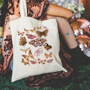 Moth Tote Bag Magical Moth Deathhead Moth Lunar Moth Luna Moth Colorful Boho Moth Tote Bag Witchy Tote Bag Butterfly Tote Bag Bug Bag