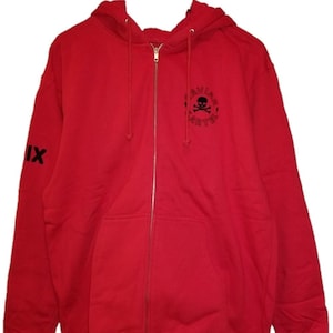 Caviar Cartel Rare Cotton Hoodie Rode Trui Met Ritssluiting en Grote Zakken