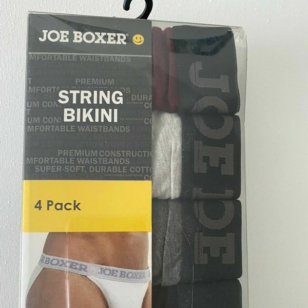 Joe Boxer Rare Men's Tagless Briefs 100% Cotton Underwear String Bikinis 4-Pack Small (28-30")