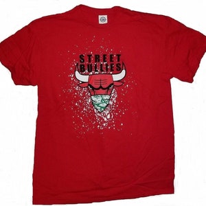 Chicago Bulls Street Bullies Rare NBA T-Shirt 100% Cotton with Bandana Money Graphic Tee Sizes Medium to 2X-Large