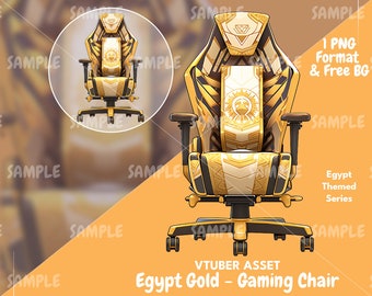Fotel gamingowy Egypt Gold: zasoby VTuber (PNG)