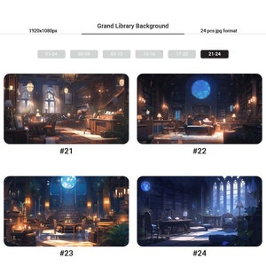 Grand Library Vtuber-bakgrund: 24 AI-genererade JPG-bilder bild 6