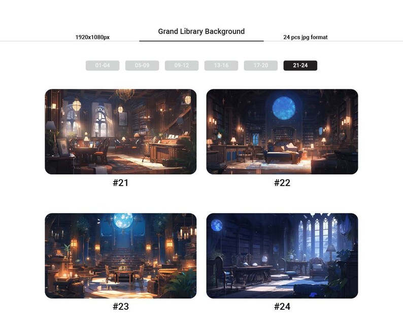 Grand Library Vtuber-bakgrund: 24 AI-genererade JPG-bilder bild 6