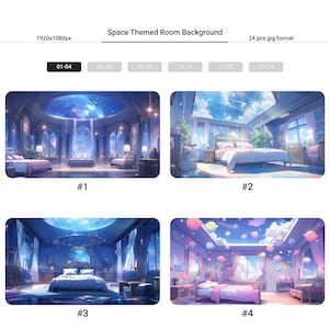 24 Space Room Themed Background Asset, BGM Background, Music Background, Vtuber Background, Room Background, Vtuber Asset
