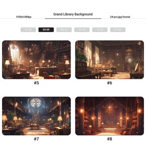 Grand Library Vtuber-bakgrund: 24 AI-genererade JPG-bilder bild 2