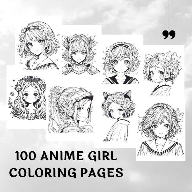 100 Headshot Anime Girl Coloring Pages Etsy