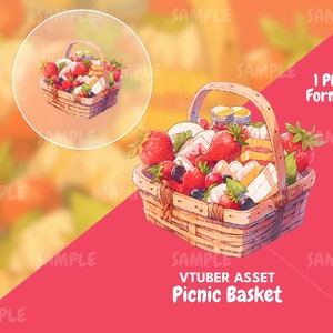 Picnic Basket Asset, VTuber Accessories, VTuber Stream, VTuber Asset, VTuber Decoration