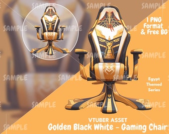 Fotel gamingowy Golden Egypt VTuber: zasób PNG + 2 tła