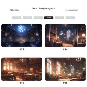 Grand Library Vtuber-bakgrund: 24 AI-genererade JPG-bilder bild 4