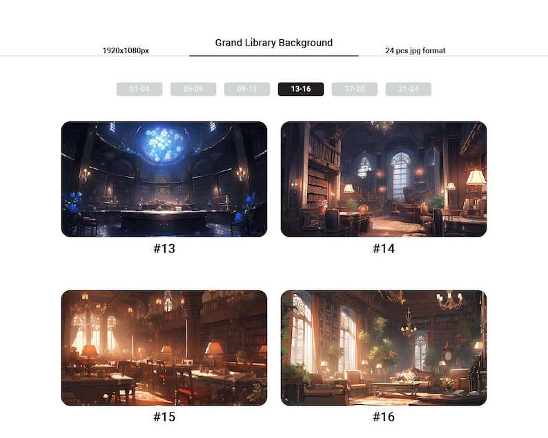 Grand Library Vtuber-bakgrund: 24 AI-genererade JPG-bilder bild 4