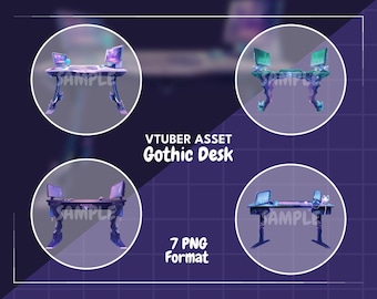 Gothic Gaming Desk VTuber Asset: Stream Decoration (PNG)