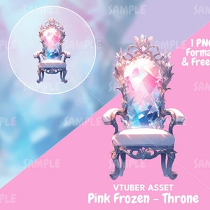 Pink Frozen - Throne, Gaming Chair, VTuber Background, VTuber Asset, Vtuber Decoration, Vtuber Throne